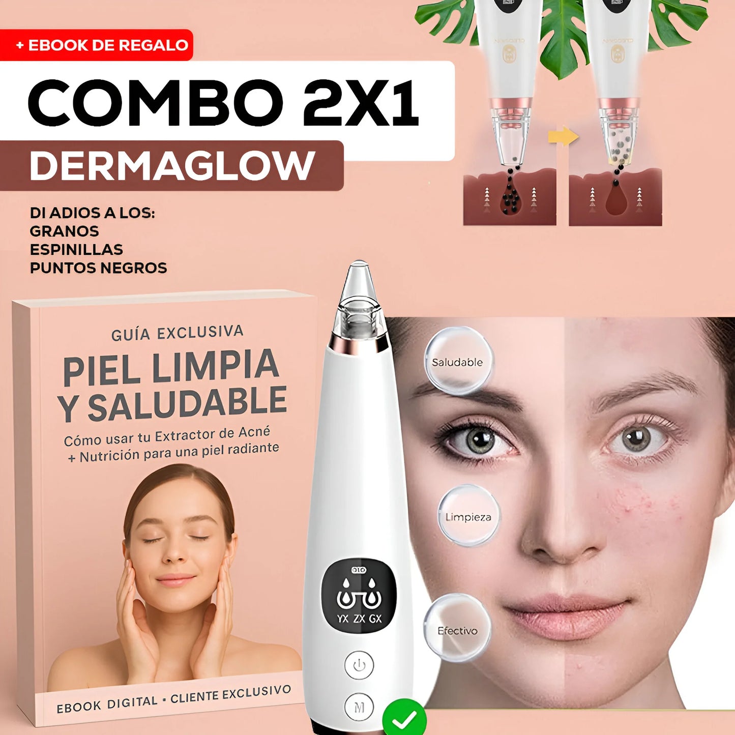 𝗖𝗼𝗺𝗯𝗼 𝟮𝗫𝟭 𝗗𝗲𝗿𝗺𝗮𝗚𝗹𝗼𝘄® + 𝗘𝗯𝗼𝗼𝗸 𝗱𝗲 𝗿𝗲𝗴𝗮𝗹𝗼: 𝗧𝘂 𝗽𝗶𝗲𝗹 𝗹𝗶𝗺𝗽𝗶𝗮 𝘆 𝘀𝗮𝗹𝘂𝗱𝗮𝗯𝗹𝗲